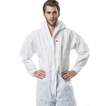 3M 4515 One-piece White Anti-static Anti-chemical Dustproof Sandblasting Suit with Cap, Size: XL
