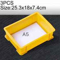 3 PCS Thick Multi-function Material Box Brand New Flat Plastic Parts Box Tool Box, Size: 25.3cm x 18cm x 7.4cm(Yellow)