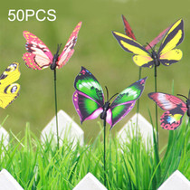 50 PCS Colorful Butterflies Garden Ornament Flowerpot Plant Decor Butterfly Stick Garden Decoration Simulation Butterfly, Random Color Delivery