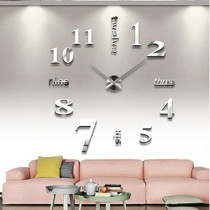 Creative 3D Mirror DIY Wall Sticker Clock, Size: 120*120cm(Silver)