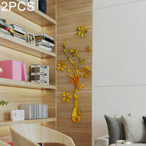 2 PCS Creative 3D Vase Style Mirror DIY Wall Sticker Set, Size: 40*60cm(Gold)