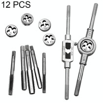 12 PCS Multi-specification Tap and Die Combination Set Hand Metric Wire Tapping Wrench Winch