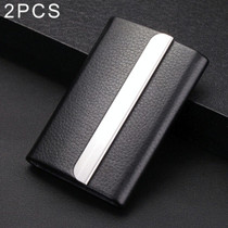 2 PCS Lichi texture Stainless Steel Business Card Holder Credit Card ID Case Holder, Random Color