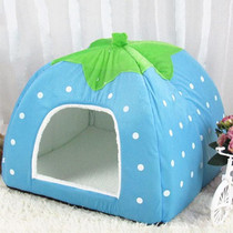 Strawberry Shaped Foldable Short Plush Pet House Nest, Size: S(Blue)