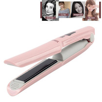 Wireless Mini USB Rechargeable Hair Straightener Hair Curler Double Purpose Hair Splint(Pink)