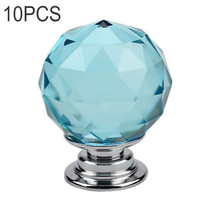 10 PCS 30mm K9 Plated Transparent Glass Crystal Spherical Single Hole Drawer Handle(Lake Blue)