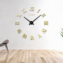 Bedroom Home Decoration Frameless Roman Numeral Large DIY Wall Sticker Mute Clock, Size: 100*100cm(Gold)