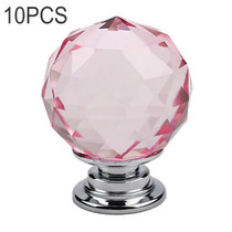 10 PCS 30mm K9 Plated Transparent Glass Crystal Spherical Single Hole Drawer Handle(Pink)