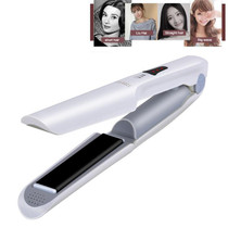 Wireless Mini USB Rechargeable Hair Straightener Hair Curler Double Purpose Hair Splint(White)