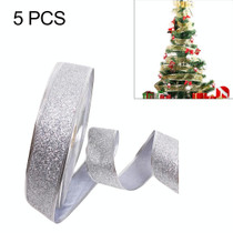 5 PCS 2m Christmas Party Decoration Glitter Powder Christmas Tree Decoration Ribbon(Silver)