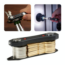Multi-function Pocket Stainless Steel Key Organizer Clip Holder Housekeeper Smart Key Chain with LED Light and Bottle Opener(Black)