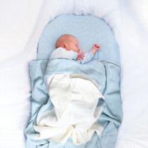 Rabbit Pattern Stereoscopic Ears Baby Knitted Blanket(Baby Blue)