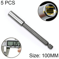 5 PCS 1/4 Electric Batch Head High Magnetism Connecting Rod Pistol Drill Extension Rod Sleeve Fast Turning Joint, Length: 100mm