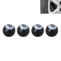 Universal 8mm American Billiards No.8 Ball Style Plastic Car Tire Valve Caps, Pack of 4(Black)