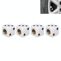 Universal 8mm Dice Style Plastic Car Tire Valve Caps, Pack of 4(White)