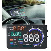 A8 5.5 inch Car OBDII HUD Warning System Vehicle-mounted Head Up Display Projector with LED, Support Fuel Consumption & Over Speed Alarm & Water Temperature & Fault Diagnosis
