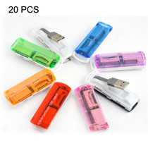 20 PCS USB 2.0 Multi Card Reader, Support SD / MMC, MS, TF, M2 Card, Random Color Delivery