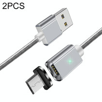 2 PCS ESSAGER Smartphone Fast Charging and Data Transmission Magnetic Cable with Micro USB Magnetic Head, Cable Length: 1m(Silver)