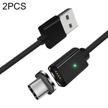 2 PCS ESSAGER Smartphone Fast Charging and Data Transmission Magnetic Cable with USB-C / Type-C Magnetic Head, Cable Length: 1m(Black)