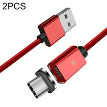 2 PCS ESSAGER Smartphone Fast Charging and Data Transmission Magnetic Cable with USB-C / Type-C Magnetic Head, Cable Length: 1m (Red)