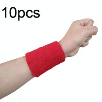 10pcs 8x8cm Women Men Solid Color Cotton Sport Sweatband Brace Wraps Guards(Red)