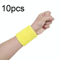 10pcs 8x8cm Women Men Solid Color Cotton Sport Sweatband Brace Wraps Guards(Yellow)