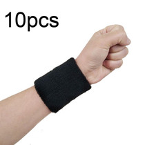 10pcs 8x8cm Women Men Solid Color Cotton Sport Sweatband Brace Wraps Guards(Black)