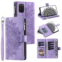 For Samsung Galaxy S20 Multi-Card Totem Zipper Leather Phone Case(Purple)