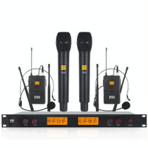 XTUGA A400-HB Professional 4-Channel UHF Wireless Microphone System with 2 Handheld & 2 Headset Microphone(US Plug)
