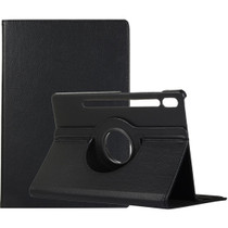 For Samsung Galaxy Tab S9 360 Degrees Rotation Holder Litchi Texture Leather Tablet Case(Black)