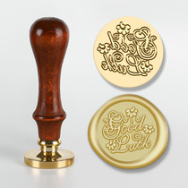 English Letters Series Fire Lacquer Seal Toxca Handle+Brass Seal Head(YW-04 Good Luck)