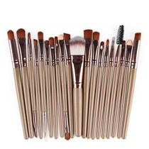 20pcs/set Wooden Handle Makeup Brush Set Beauty Tool Brushes(Coffee)