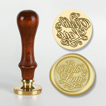 English Letters Series Fire Lacquer Seal Toxca Handle+Brass Seal Head(YW-10 With Love)