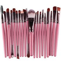 20pcs/set Wooden Handle Makeup Brush Set Beauty Tool Brushes(Brown+Pink)