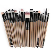 20pcs/set Wooden Handle Makeup Brush Set Beauty Tool Brushes(Black+Coffee)