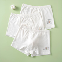 3pcs Boys Cotton Underwear Flat Angle Solid Color Short Panties Children Four-Corner Panties, Size: M(Little Boy)
