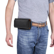 For 6.1 inch Mobile Phone Cowhide Texture Oxford Cloth Horizontal Waist Bag(Black)
