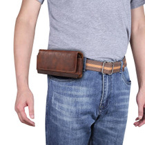 For 6.7-6.9 inch Mobile Phone Cowhide Texture Oxford Cloth Horizontal Waist Bag(Brown)