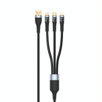 TOTU CB-8-3 100W 3 in 1 USB to 8 Pin+Type-C+Micro USB Transparent Braided Data Cable, Length: 1.5m