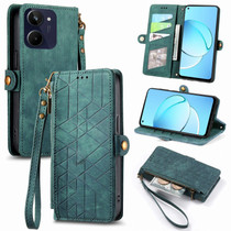 For Realme 10 5G Geometric Zipper Wallet Side Buckle Leather Phone Case(Green)