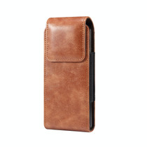 7.8 x 17 x 2.5cm Fold Phone Waist Pack Leather Case(Coffee)