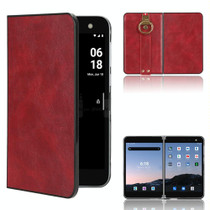 For Microsoft Surface Duo Wristband Leather Back Phone Case(Red)