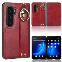 For Microsoft Surface Duo2 Wristband Leather Back Phone Case(Red)