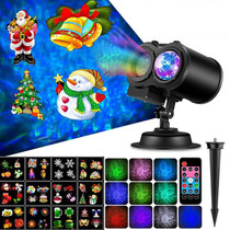 12 Cards EU Plug Color Card Pattern 9W Christmas Projection Light Remote Control Snow Light