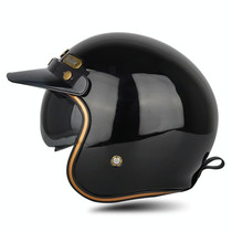 SOMAN Motorcycle Four Seasons Carbon Fiber Half Helmet, Color: FRP Bright Black(S)