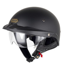SOMAN Motorcycle Half Helmet Adjustable Helmet With Inner Mirror, Size: L(Matte Black with Transparent Mirror)