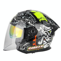 SOMAN Motorcycle Electric Bicycle Dual Lens Riding Helmet, Size: L(Bright Black Fluorescent Yellow)