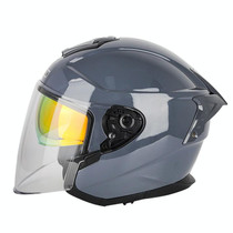 SOMAN Motorcycle Electric Bicycle Dual Lens Riding Helmet, Size: L(Cement Gray)