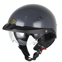 SOMAN Motorcycle Half Helmet Adjustable Helmet With Inner Mirror, Size: S(Cement Gray with Transparent Mirror)