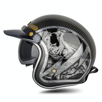 SOMAN Motorcycle Four Seasons Carbon Fiber Half Helmet, Color: Carbon Fiber Silver Lightning(XL)